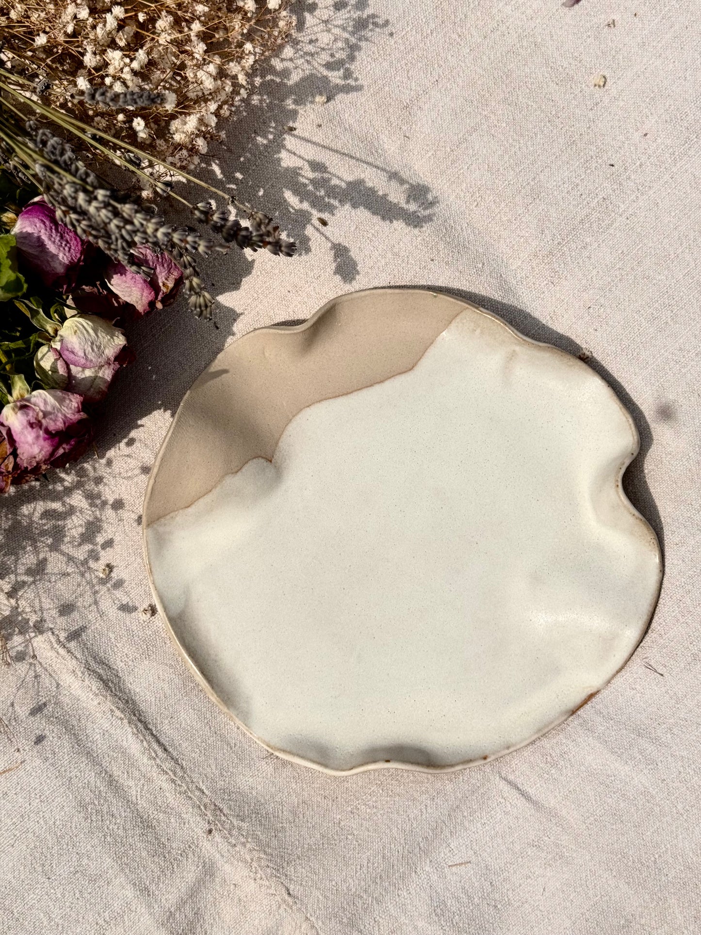 Handmade wavy ceramic platter
