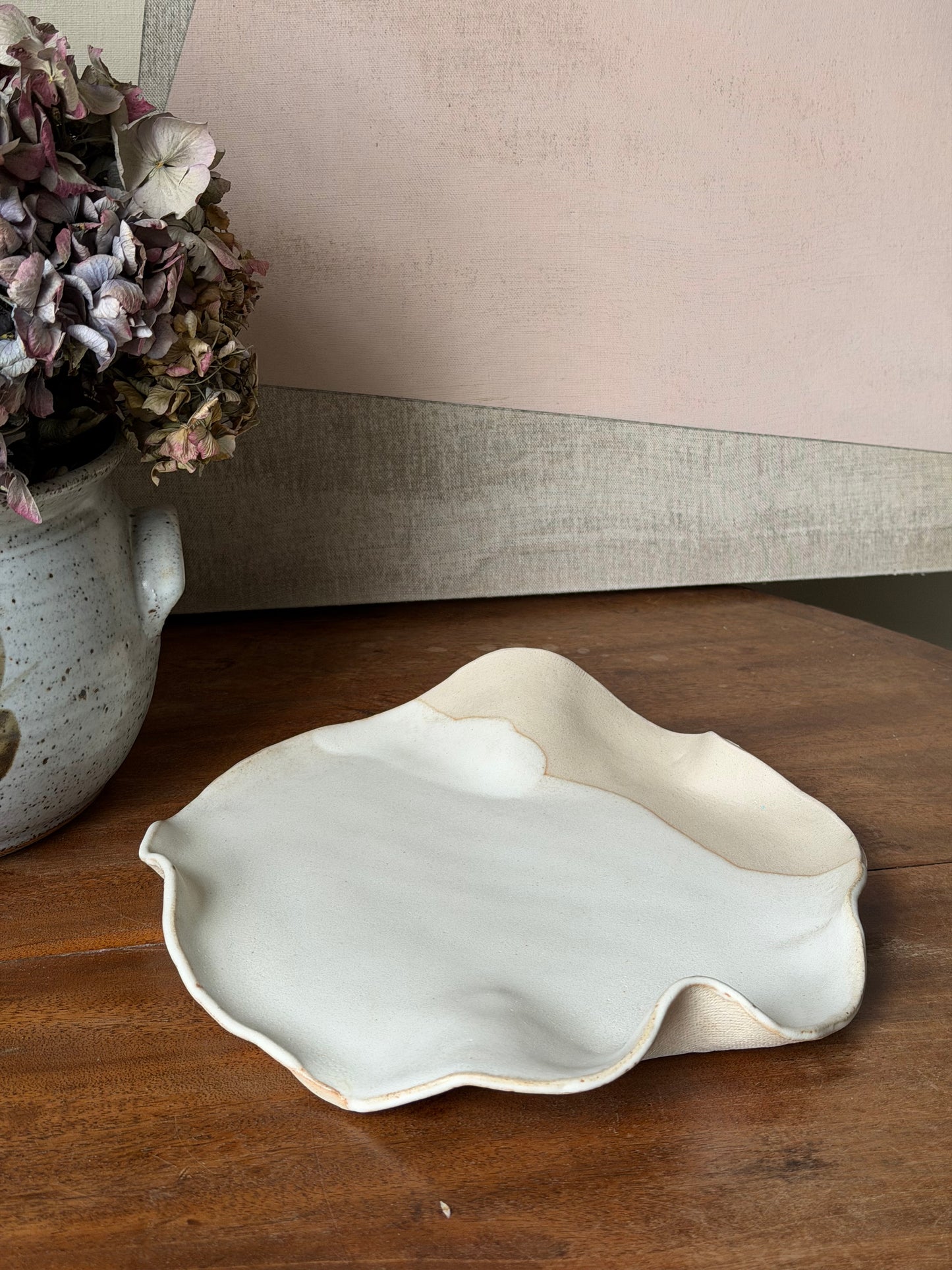 Handmade wavy ceramic platter