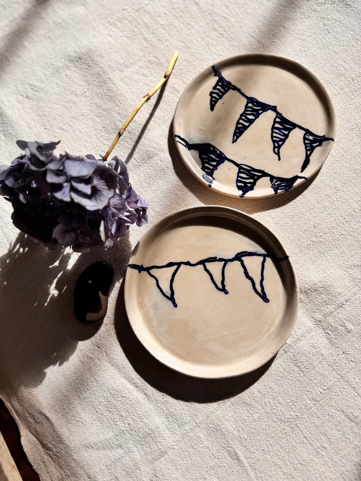 Handmade bunting plates