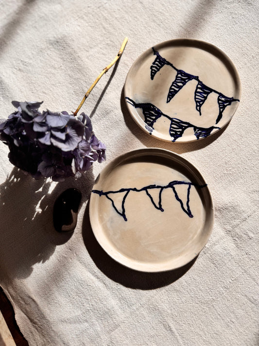 Handmade bunting plates