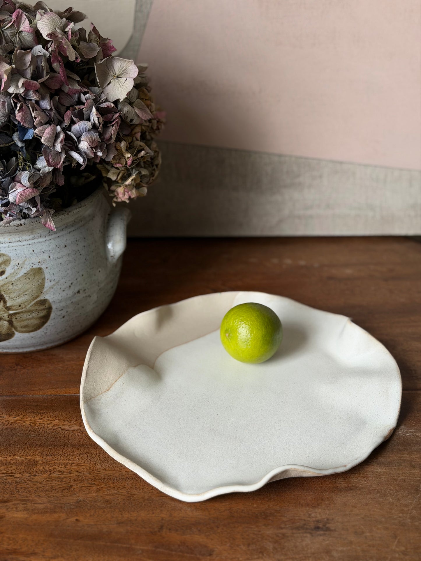 Handmade wavy ceramic platter