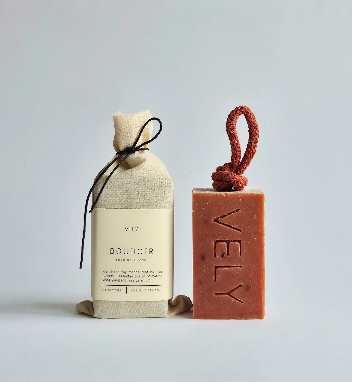 Natural Soap On A Rope | Boudoir with French Red Clay