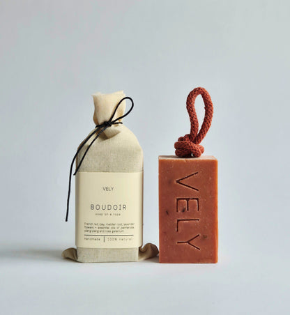 Natural Soap On A Rope | Boudoir with French Red Clay