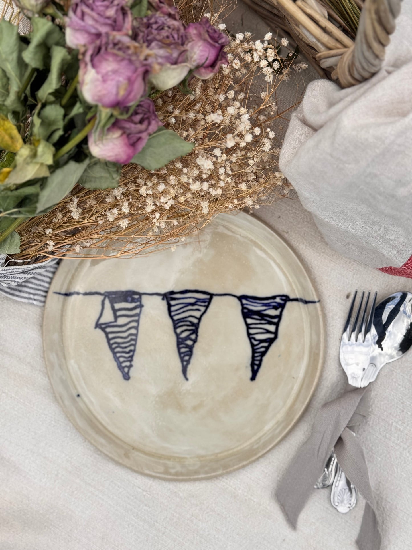 Handmade large ‘bunting’ plate