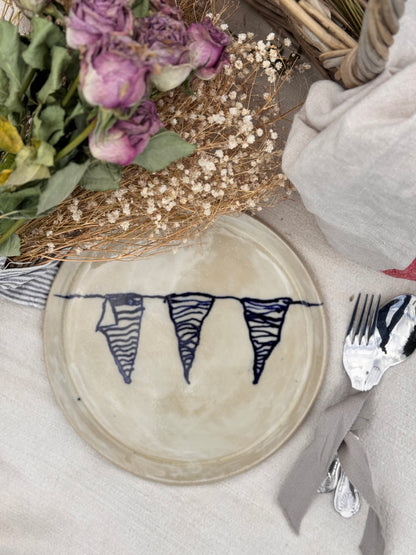 Handmade large ‘bunting’ plate