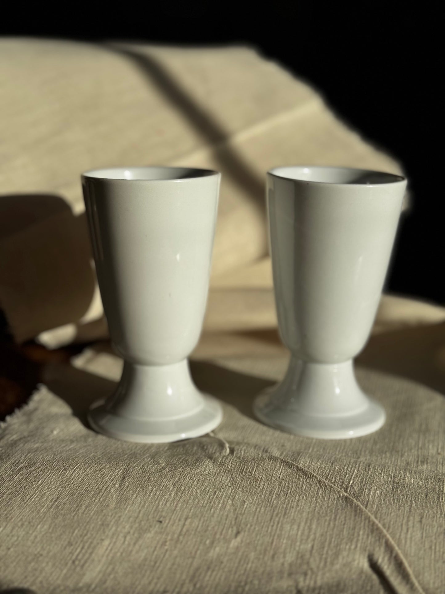 Pair of vintage French porcelain flutes