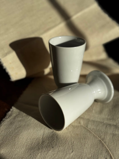 Pair of vintage French porcelain flutes