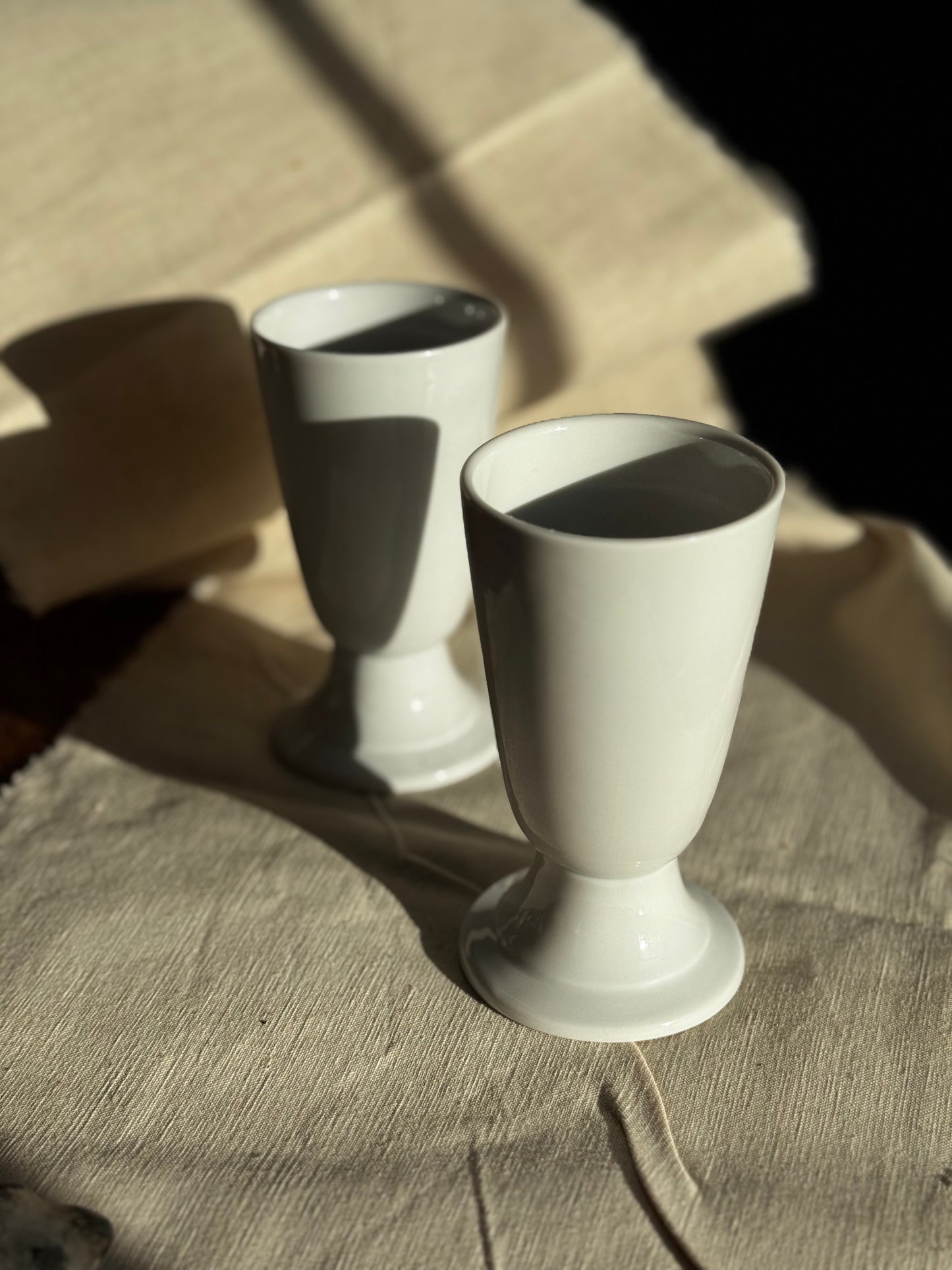 Pair of vintage French porcelain flutes