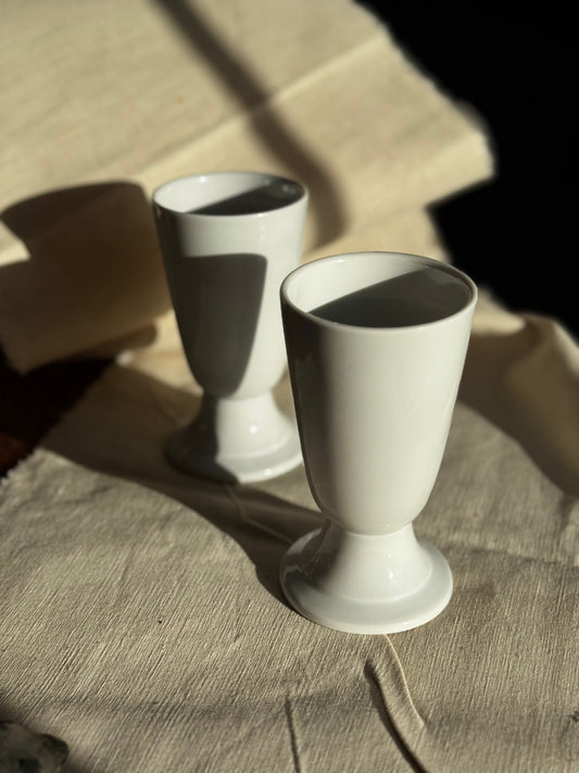 Pair of vintage French porcelain flutes