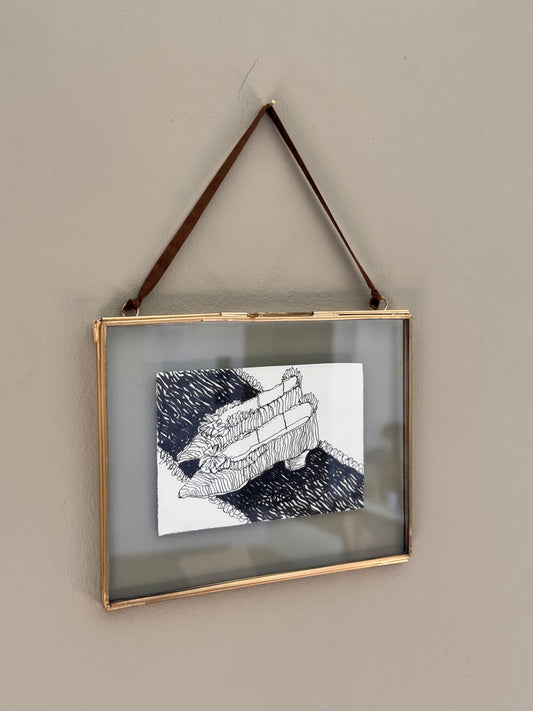Framed original ink drawing by Karen Stephens