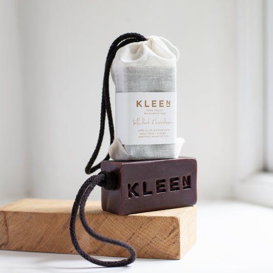 Natural handcrafted soap on a rope bars by KLEEN
